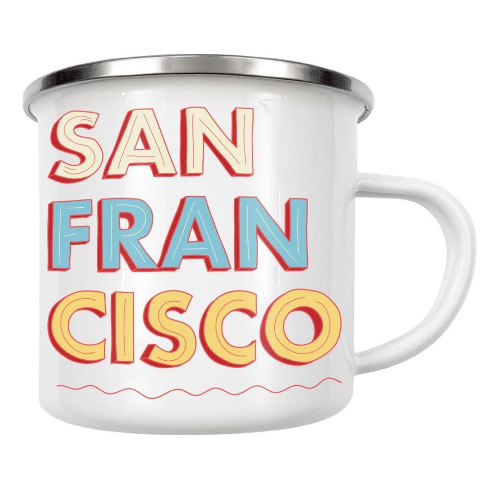 Emaille Tasse "San Francisco Lettering" artboxONE - Typografie,Reise,Städte / San Francisco - San francisco,Usa,Travel,Typography,Minimal,Colorful