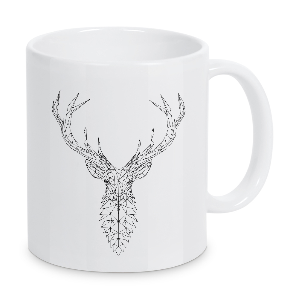 Tasse "Polygon Hirsch" artboxONE - Tiere - Hirsch,Polygon art,Geometrisch,Reh,Waldtiere,Tiere,Origami,Hirschkopf,Hirsch geweih