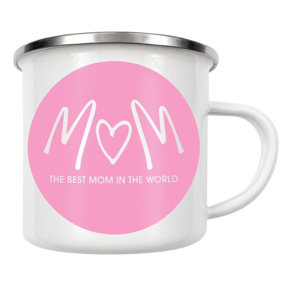 Emaille Tasse "Best mom in the world, circle" artboxONE - Typografie,Geometrie,Liebe,Buchstaben,Für Mama