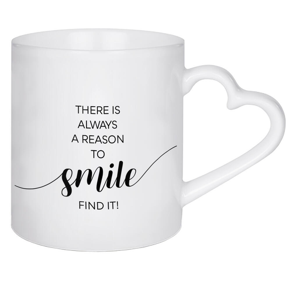 Herztasse "Heute schon gelächelt" artboxONE - Typografie,Schwarzweiß