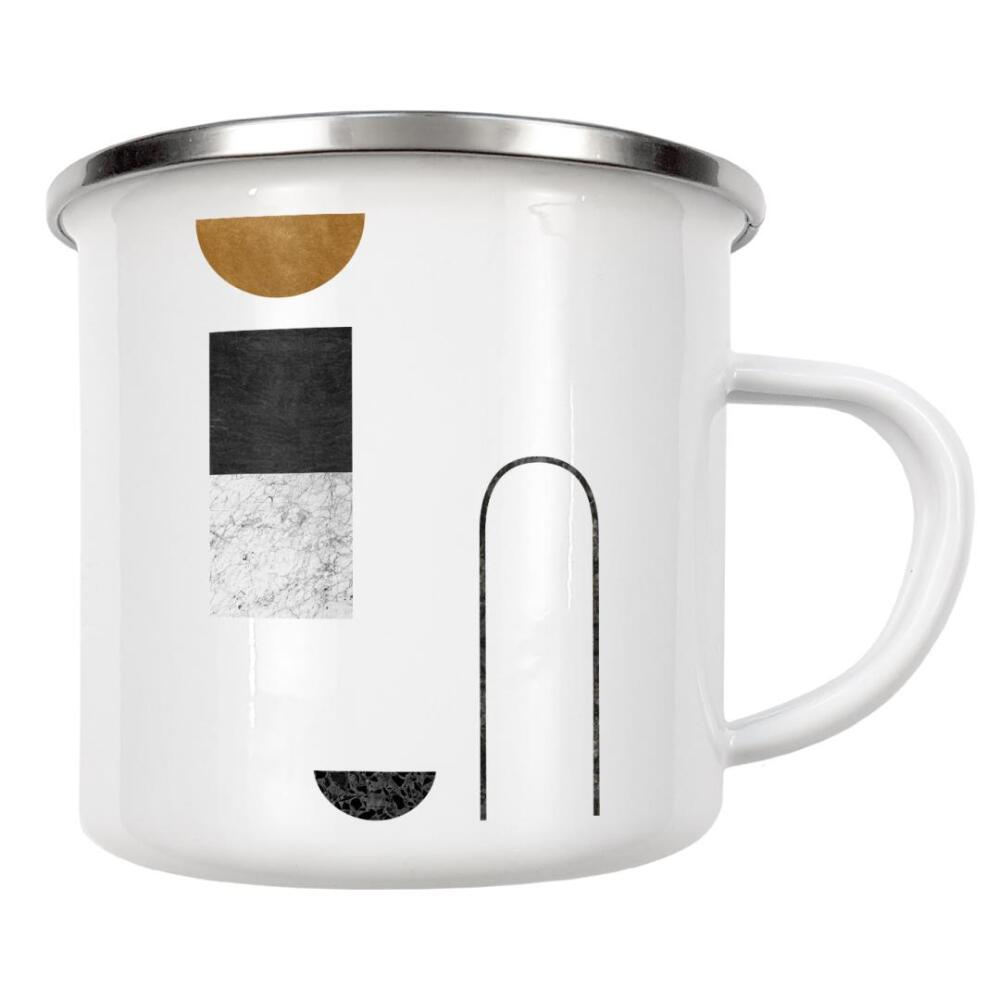 Emaille Tasse "Abstract Geometric Simple" artboxONE - Abstrakt,Schwarzweiß,Geometrie,Marmor