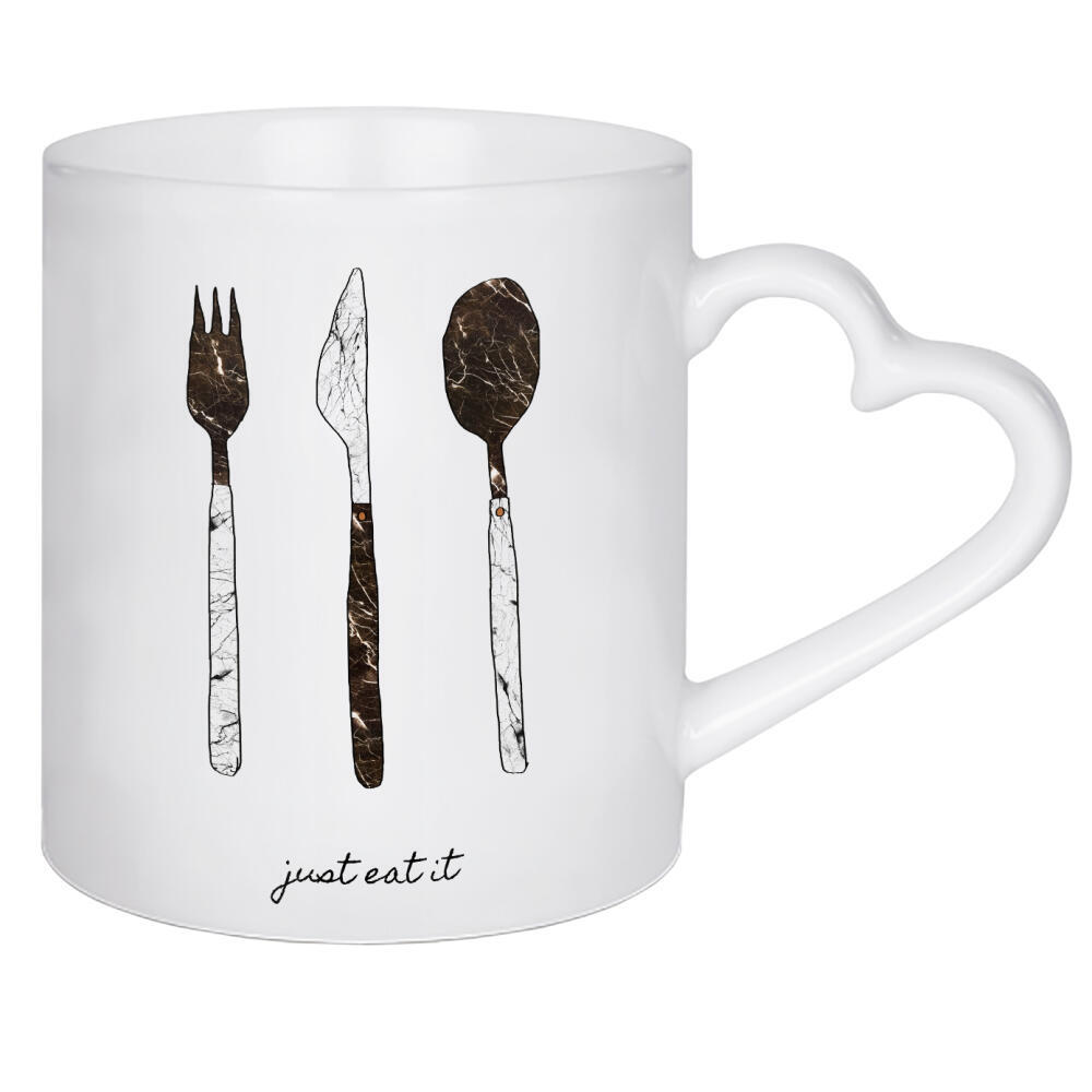 Herztasse "Just Eat It" artboxONE - Typografie,Essen & Trinken,Musik,Marmor,Lustig