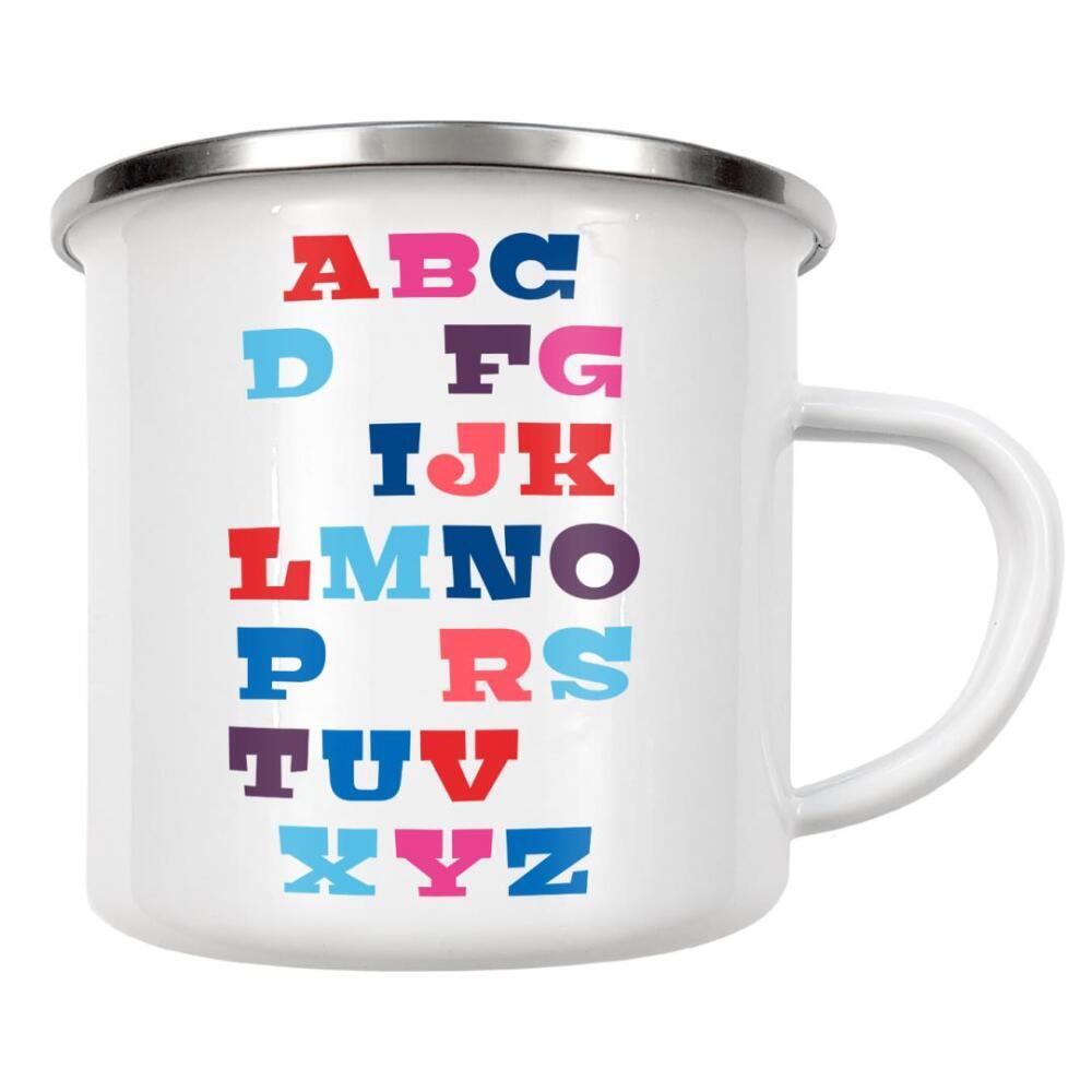 Emaille Tasse "ABC – Alphabet" artboxONE - Für Kinder - Buchstaben,Kinderzimmerdekoration,Typografie,Alphabet,Letter,Abc,Children