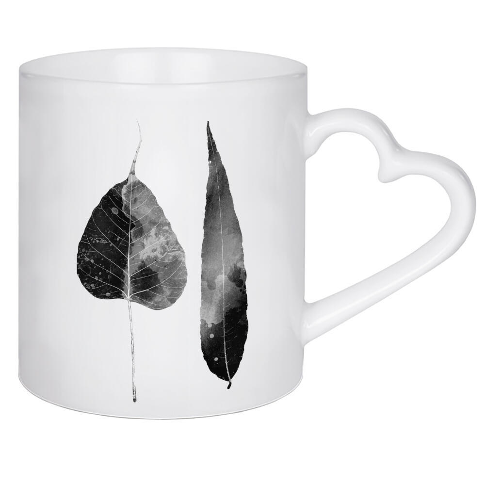 Herztasse "Two Watercolor Leaves" artboxONE - Natur,Schwarzweiß