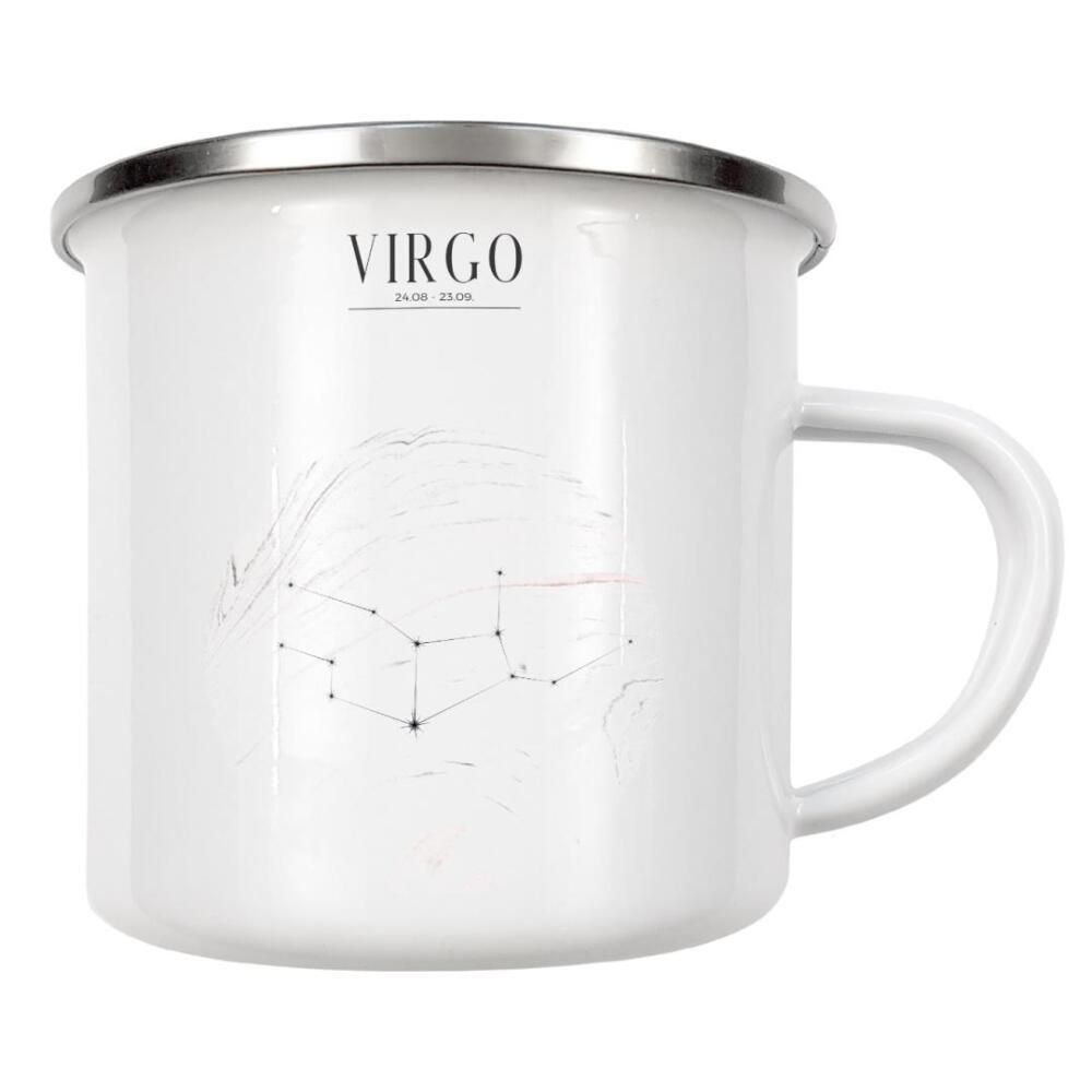 Emaille Tasse "JUNGFRAU | VIRGO" artboxONE - Typografie,Geometrie