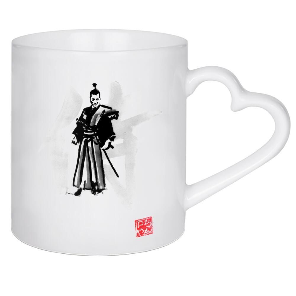 Herztasse "Samurai" artboxONE - Menschen,Schwarzweiß - Samurai,Japan,Kimono,Katana,Warrior,Krieger,Kämpfer,Fighter,Schwert,Schwertkunst,Schwertkampf