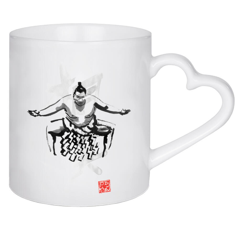 Herztasse "Sumo wrestler" artboxONE - Menschen,Schwarzweiß,Sport