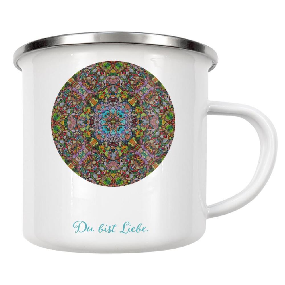 Emaille Tasse "Du bist Liebe" artboxONE - Abstrakt,Geometrie - Mandala,Muster,Zenrierung,Entspannung,Kontemplation,Liebe,Abstract,Abstrakt,Relaxation