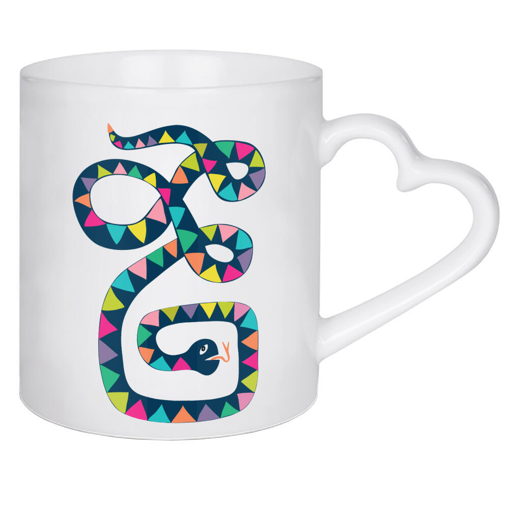 Herztasse "Topaz Schlange" artboxONE - Tiere - Snake,Animal,Bunt schlange,Hand drawn illustration,Schlange,Tier,Abstract,Abstrakt,Bunt,Colorful