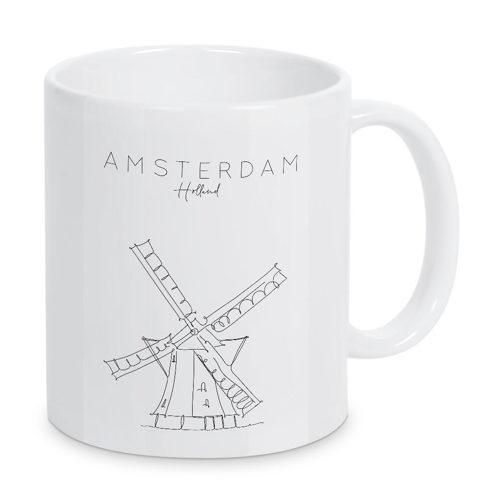 Tasse "Holland windmill" artboxONE - Städte,Reise,Schwarzweiß,Städte / Amsterdam