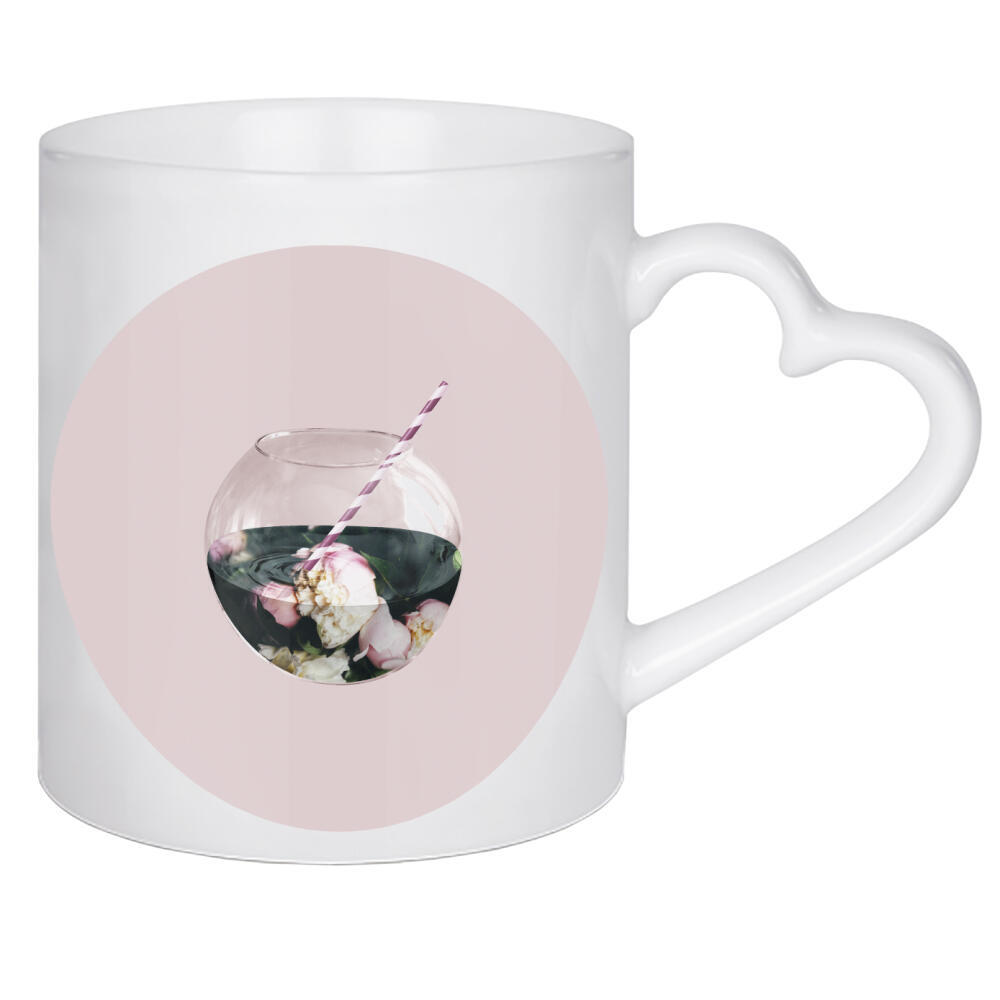 Herztasse "Blumenaquarium" artboxONE - Natur,Floral,Essen & Trinken - Strohhalm,Aquarium,Blumen