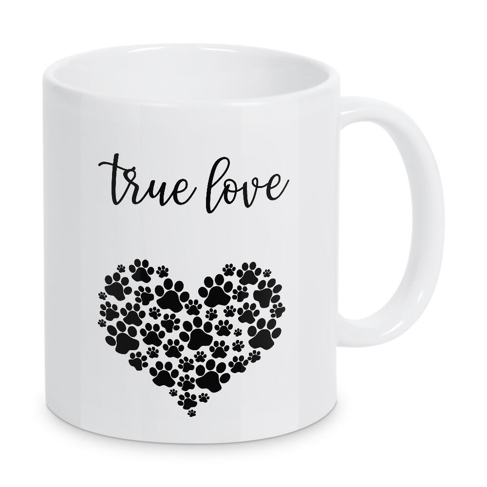 Tasse "Wahre Liebe - Hund" artboxONE - Typografie,Schwarzweiß