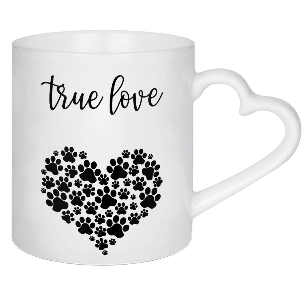 Herztasse "Wahre Liebe - Hund" artboxONE - Typografie,Schwarzweiß
