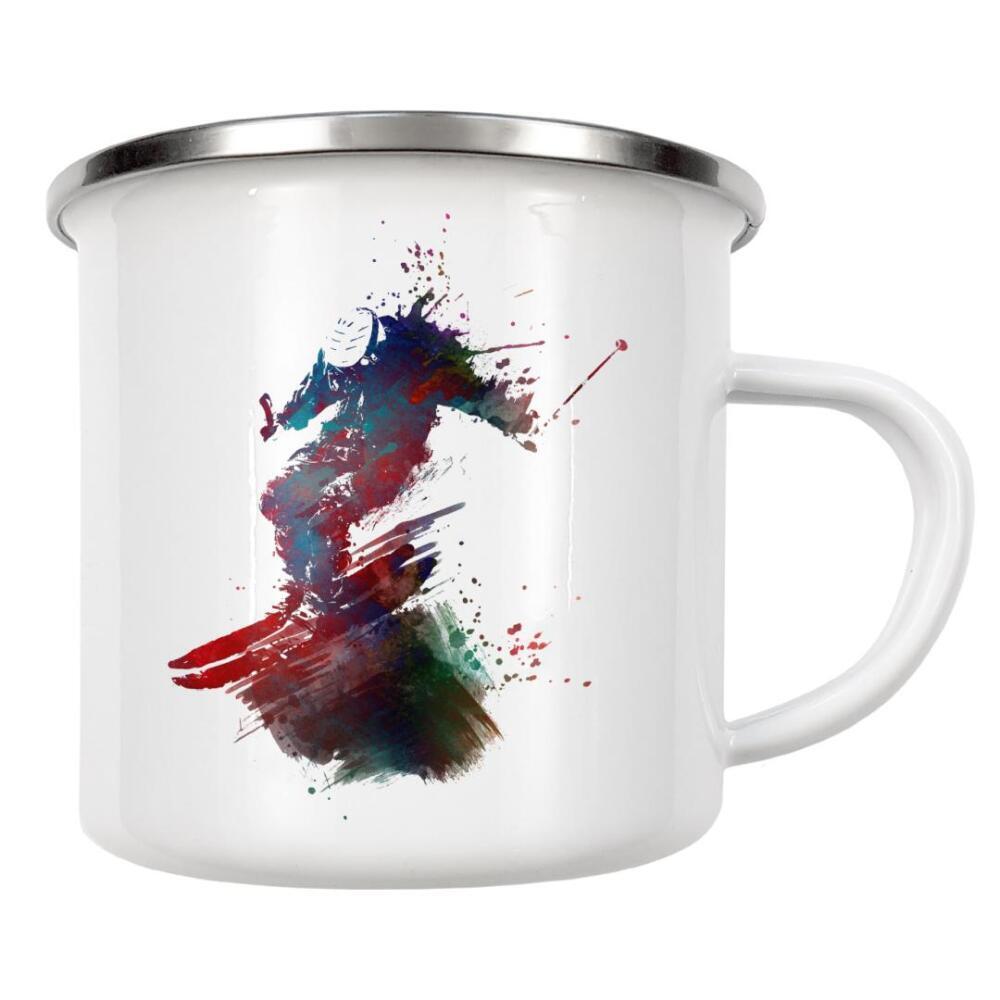 Emaille Tasse "Ski sport art" artboxONE - Sport