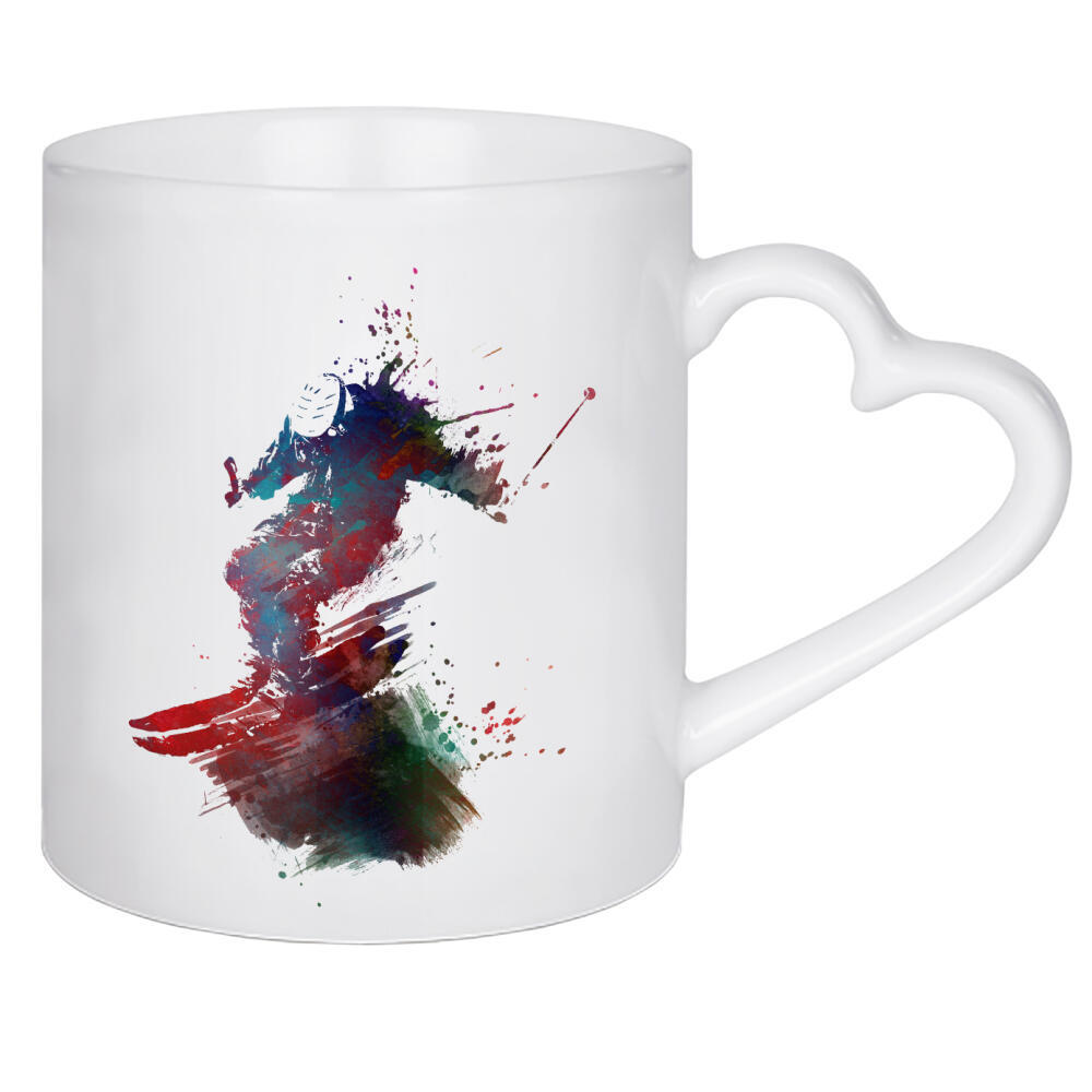 Herztasse "Ski sport art" artboxONE - Sport - Ski,Winter,Winter sport,Sport,Art,Skiing,Alpine ski,Skifahren,Skisprung,Skispringen,Olympic,Olympisch