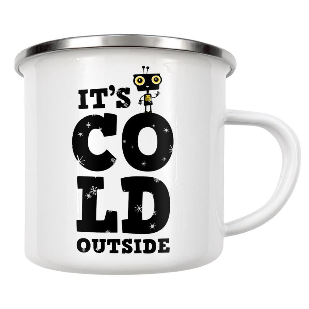Emaille Tasse "It's cold outside" artboxONE - Typografie,Für Kinder,Comic,Weihnachten