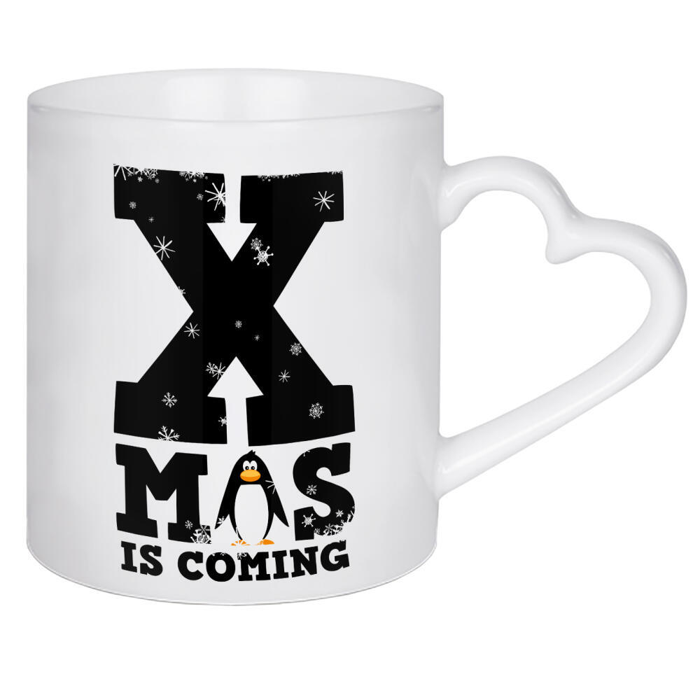 Herztasse "XMAS is coming" artboxONE - Typografie,Für Kinder,Tiere,Comic,Weihnachten