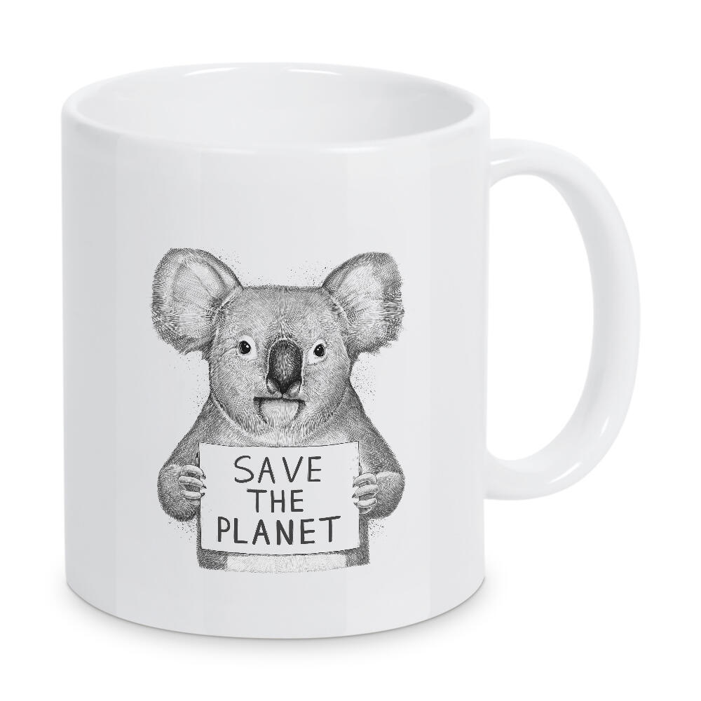 Tasse "Koala save the planet" artboxONE - Natur,Tiere,Schwarzweiß