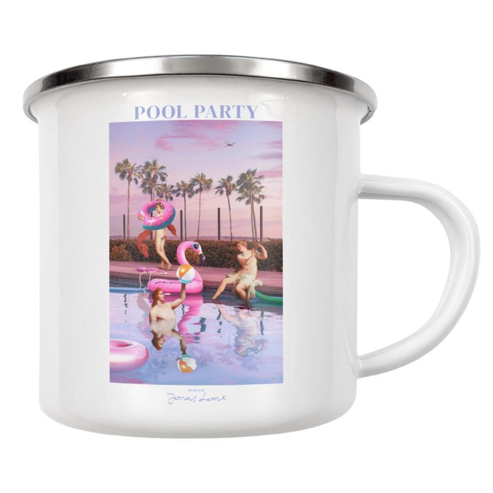 Emaille Tasse "VINTAGE POOL PARTY" artboxONE - Menschen,Fiktion,Lustig