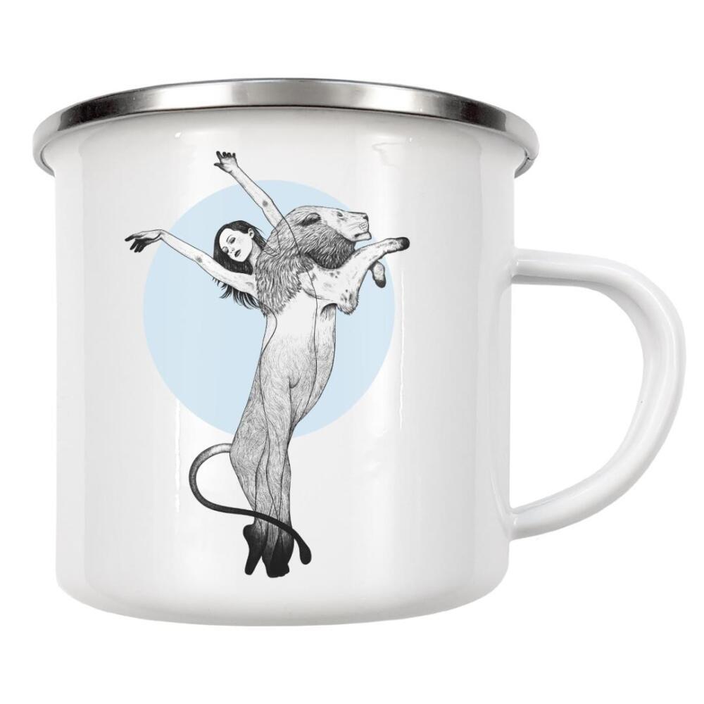 Emaille Tasse "Soulmate Lion" artboxONE - Natur,Tiere,Menschen,Schwarzweiß,Liebe