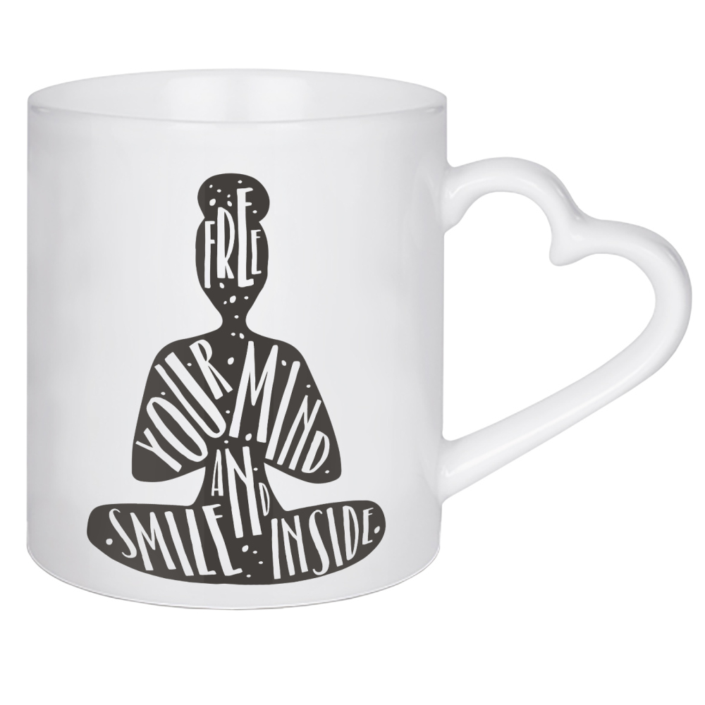 Herztasse "Free your mind" artboxONE - Typografie,Menschen,Schwarzweiß,Liebe