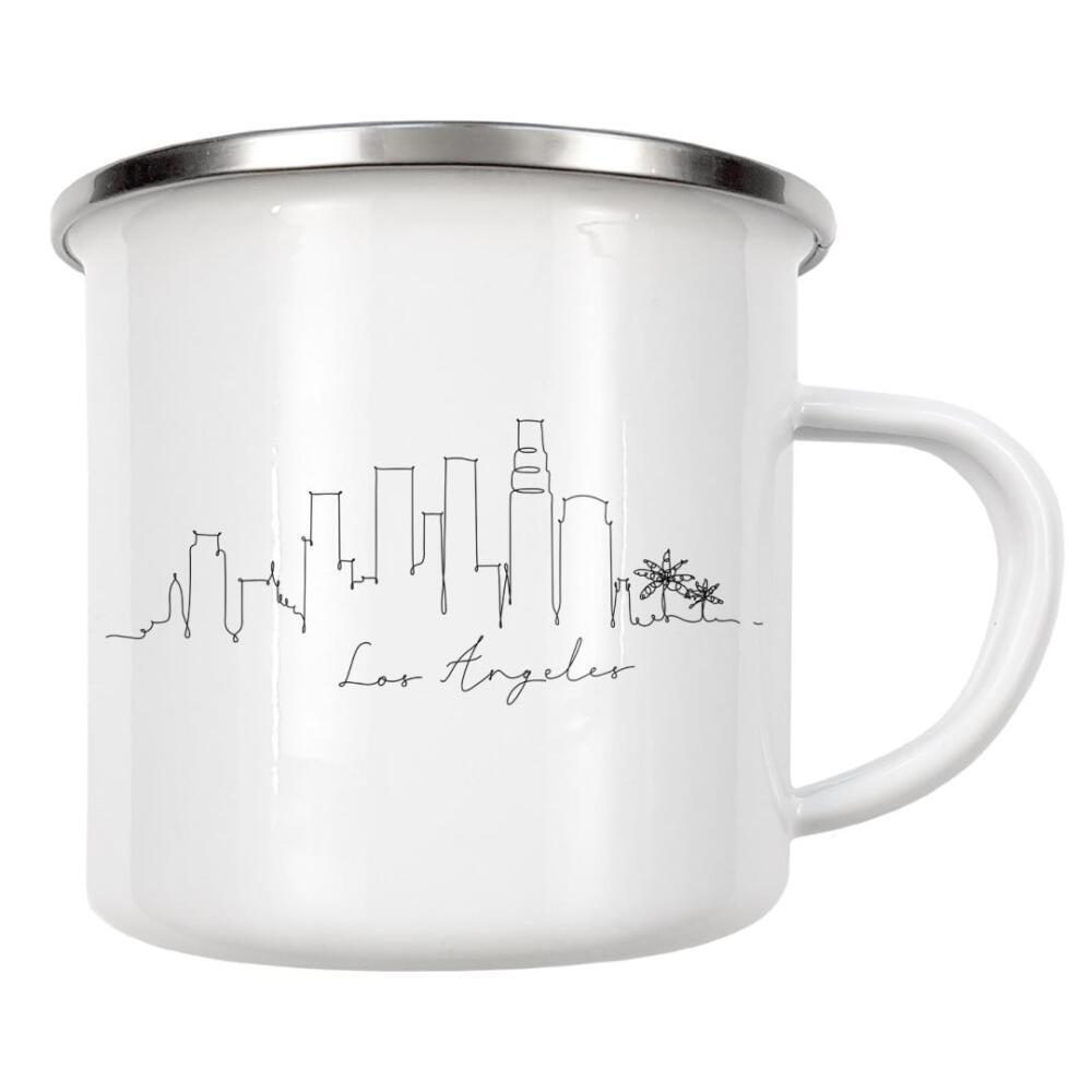 Emaille Tasse "Los Angeles pen line silhouette" artboxONE - Städte,Städte / Los Angeles