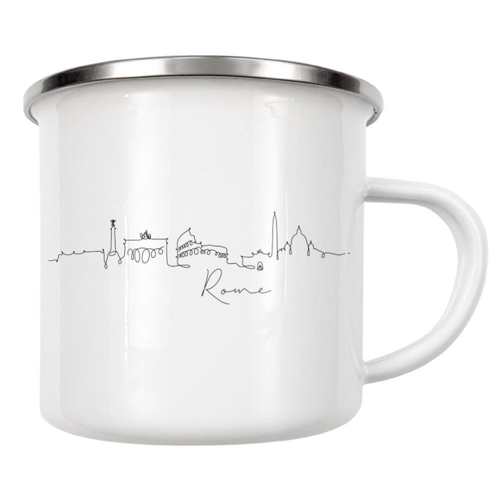 Emaille Tasse "Rome pen line silhouette" artboxONE - Städte,Schwarzweiß,Architektur,Städte / Rom