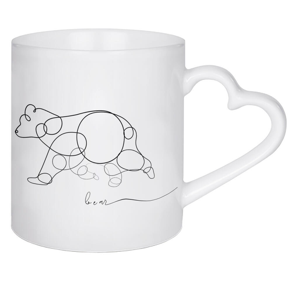 Herztasse "Animal pen line bear" artboxONE - Tiere - Stift,Linie,Tier,Wild,Natur,Skizze,Lässig,Bär,Bear,Line,Handlettering,Handschrift,Animal,Nature