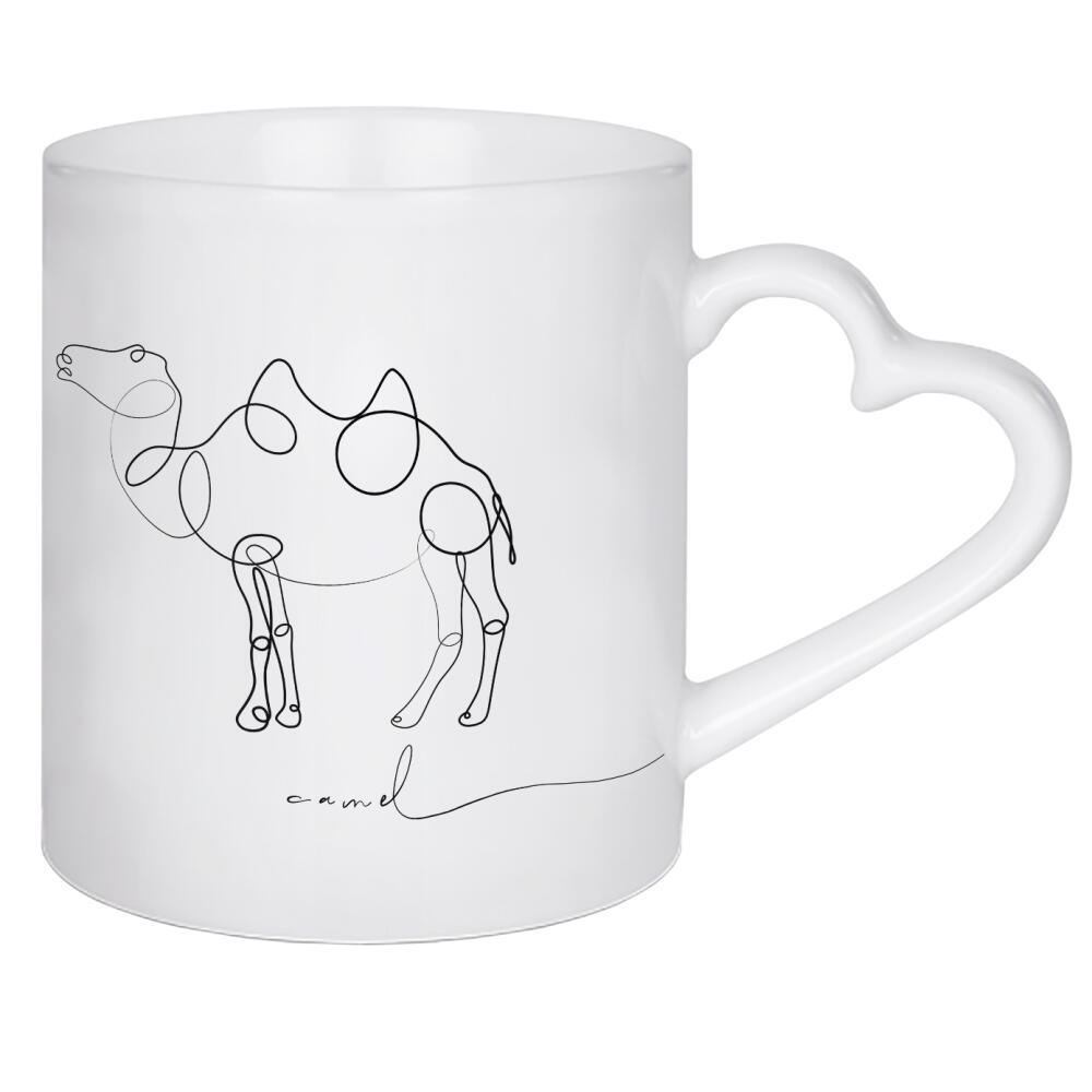 Herztasse "Animal pen line camel" artboxONE - Tiere,Schwarzweiß - Stift,Linie,Wild,Natur,Skizze,Kamel,Animal,Tier,Handlettering,Handschrift,Line,Camel