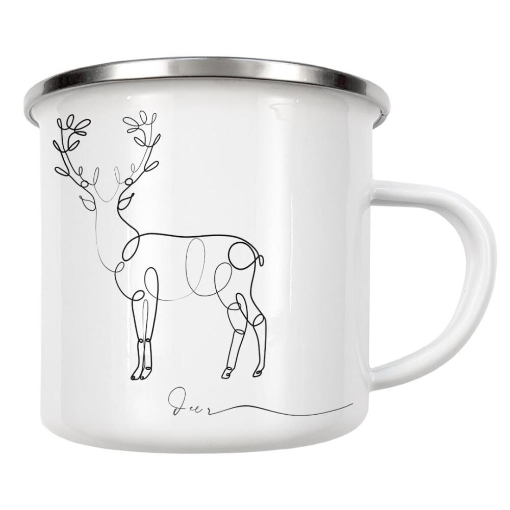 Emaille Tasse "Animal pen line deer" artboxONE - Tiere,Schwarzweiß