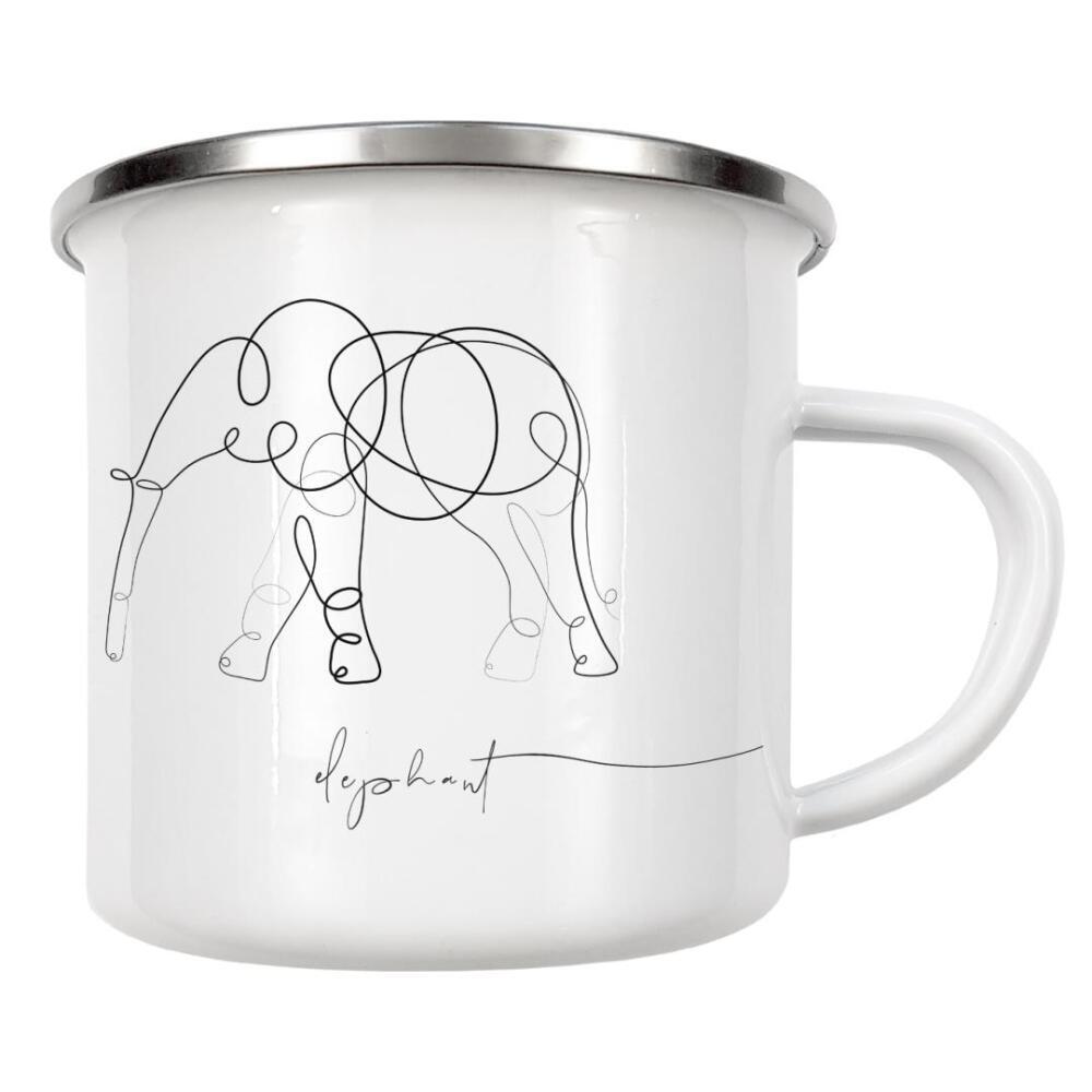 Emaille Tasse "Animal pen line elephant" artboxONE - Tiere,Schwarzweiß