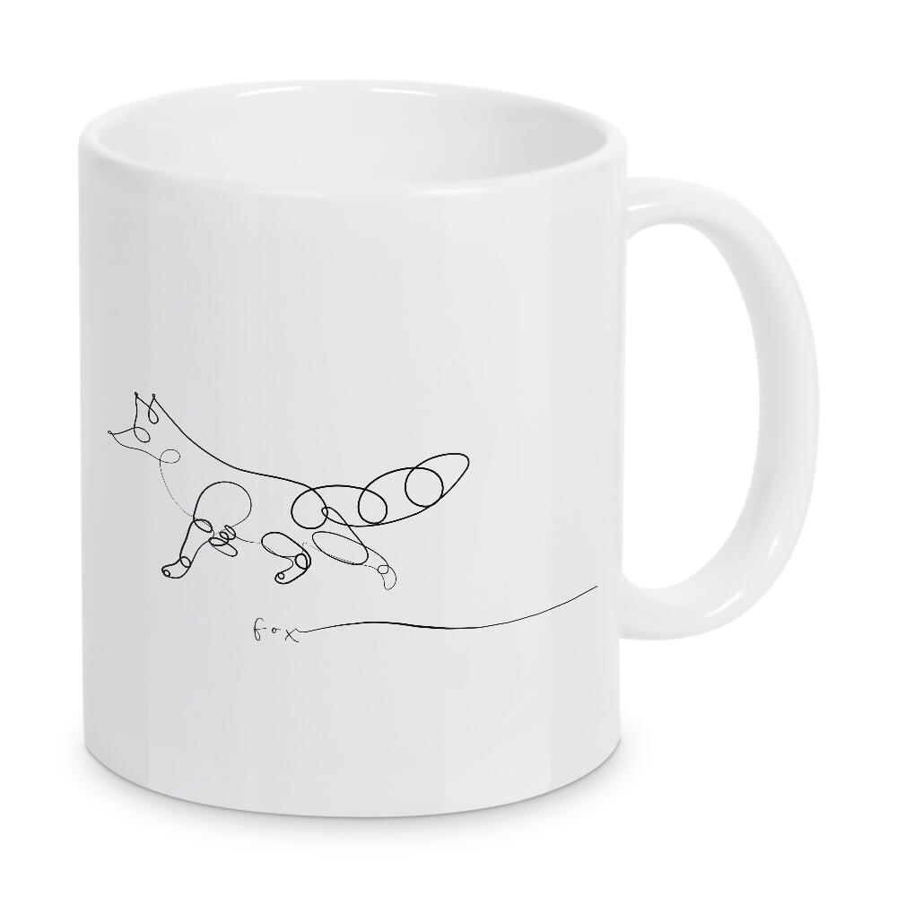 Tasse "Animal pen line fox" artboxONE - Tiere,Schwarzweiß - Stift,Linie,Tier,Wild,Natur,Skizze,Fuchs,Fox,Handlettering,Handschrift,Animal,Line,Minimal