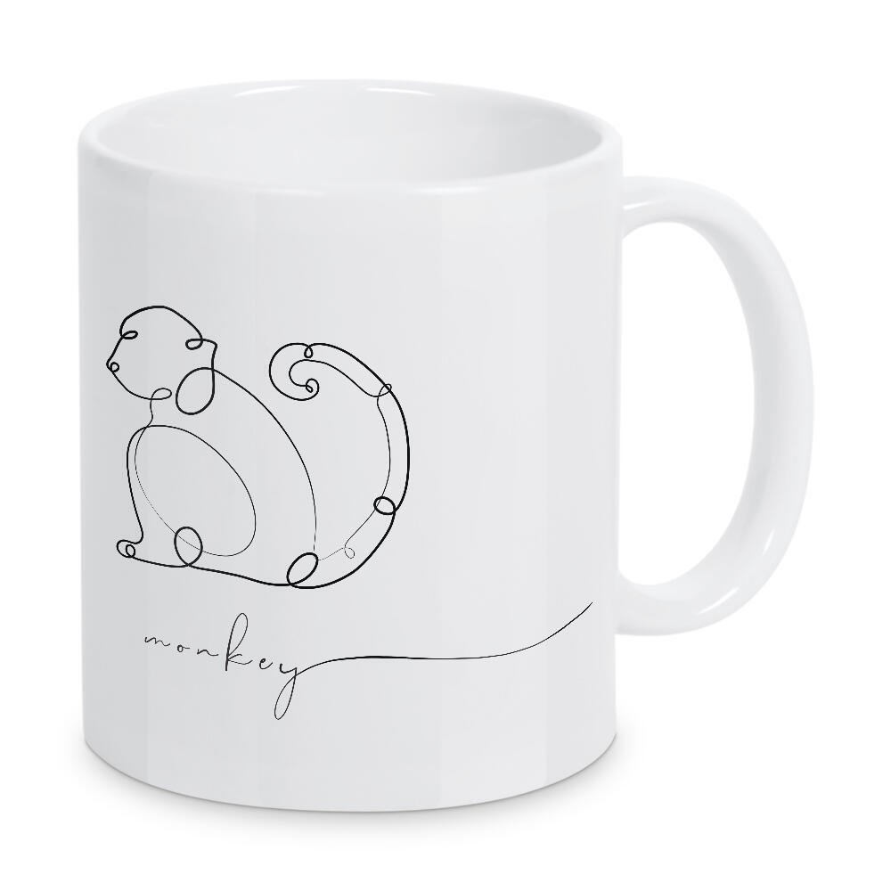 Tasse "Animal pen line monkey" artboxONE - Tiere,Schwarzweiß - Stift,Linie,Wild,Natur,Skizze,Affe,Monkey,Handlettering,Handschrift,Line,Animal,Tier
