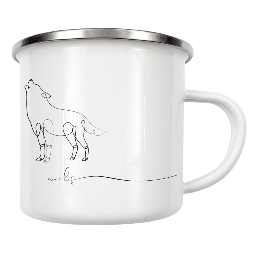 Emaille Tasse "Animal pen line wolf" artboxONE - Tiere,Schwarzweiß