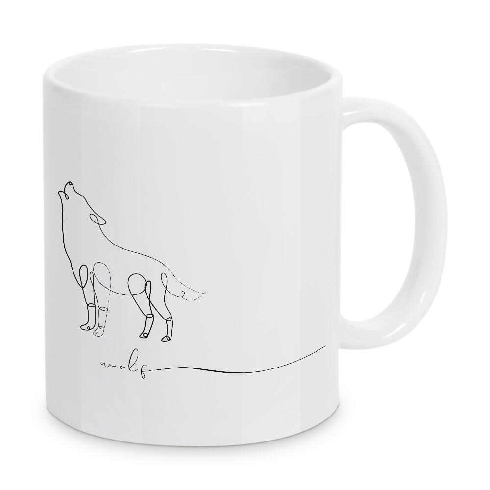 Tasse "Animal pen line wolf" artboxONE - Tiere,Schwarzweiß - Stift,Linie,Wild,Natur,Skizze,Wolf,Animal,Tier,Handlettering,Handschrift,Line,Minimal