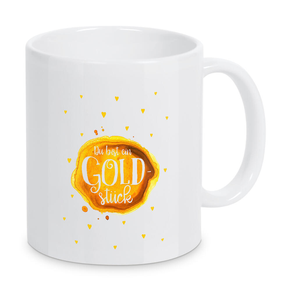 Tasse "Du bist ein Goldstück" artboxONE - Typografie,Liebe,Für Mama,Lustig