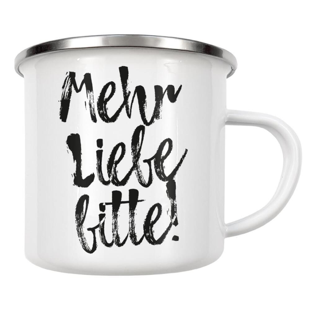 Emaille Tasse "Mehr Liebe bitte!" artboxONE - Typografie,Liebe,Lustig