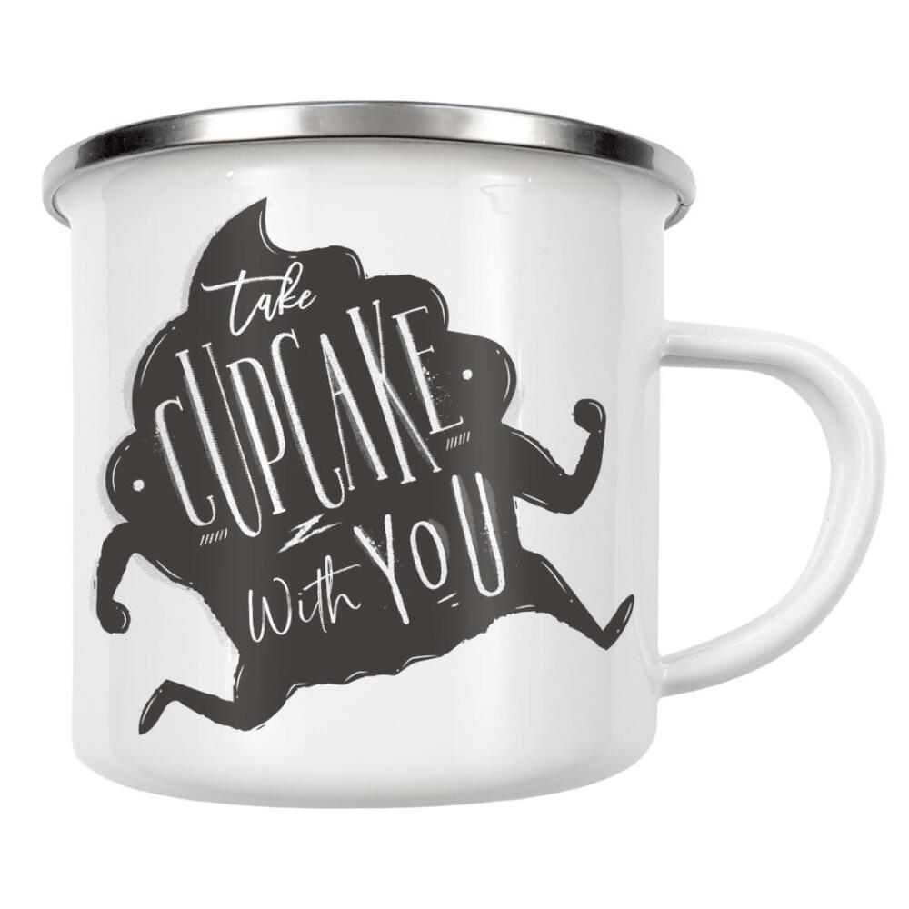 Emaille Tasse "Cupcake to go" artboxONE - Typografie,Essen & Trinken,Lustig