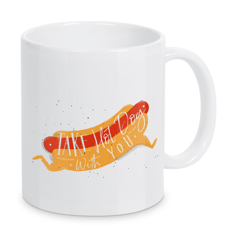 Tasse "Hot dog to go turquoise" artboxONE - Typografie,Essen & Trinken,Lustig