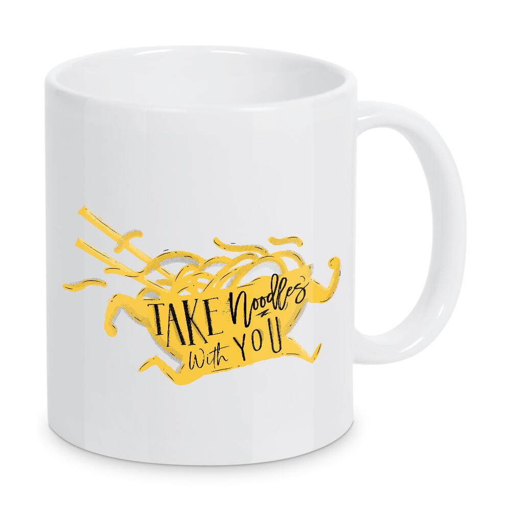 Tasse "Noodles to go pink" artboxONE - Typografie,Essen & Trinken,Lustig