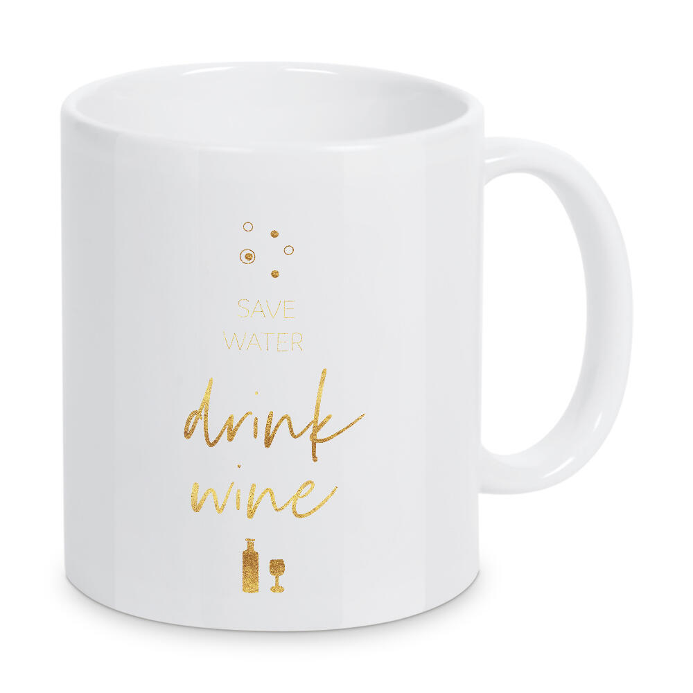 Tasse "Goldene Regel SAVE WATER" artboxONE - Typografie,Essen & Trinken / Alkohol,Lustig