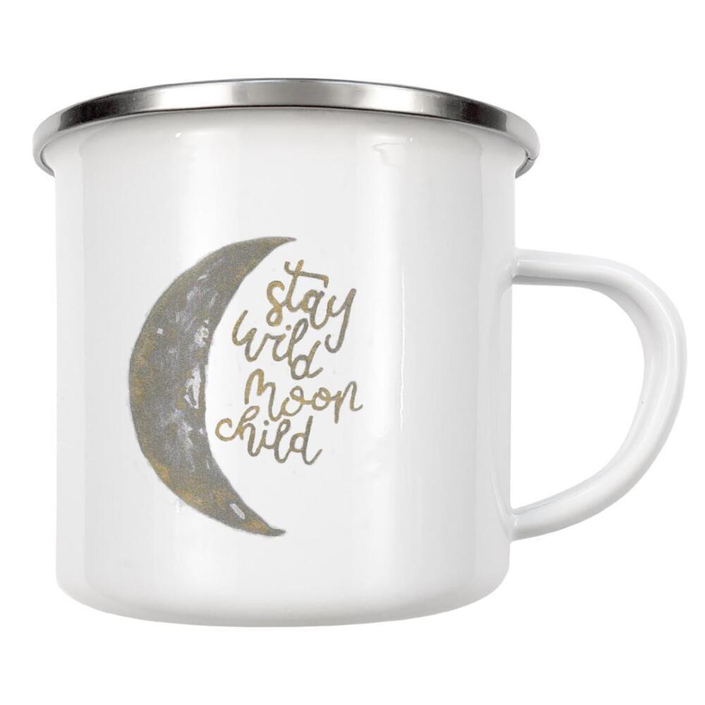 Emaille Tasse "Goldener Mond Stay Wild Moon Child" artboxONE - Typografie,Natur,Galaxy
