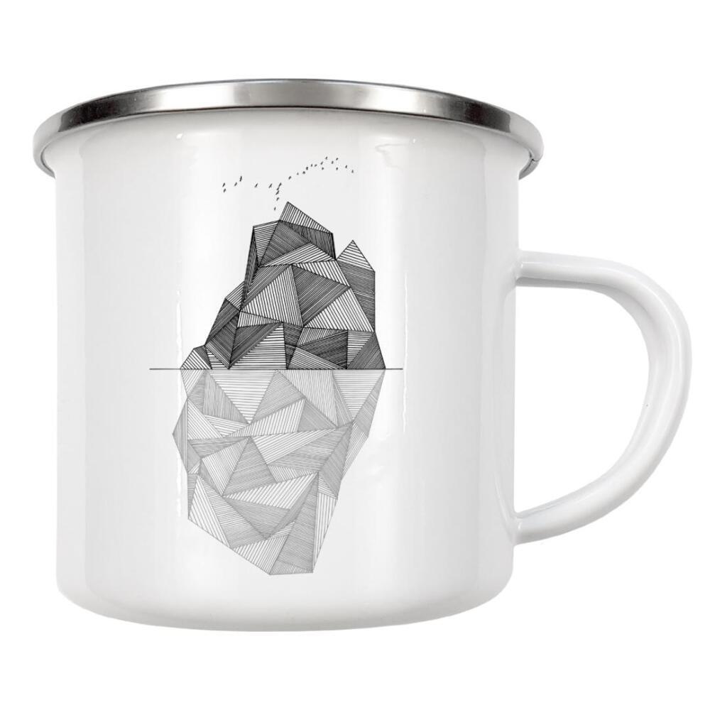 Emaille Tasse "Eisberg II" artboxONE - Natur,Reise,Abstrakt,Schwarzweiß,Geometrie - Eisberg,Berg,Geometrie,Natur,Minimal,Schlicht