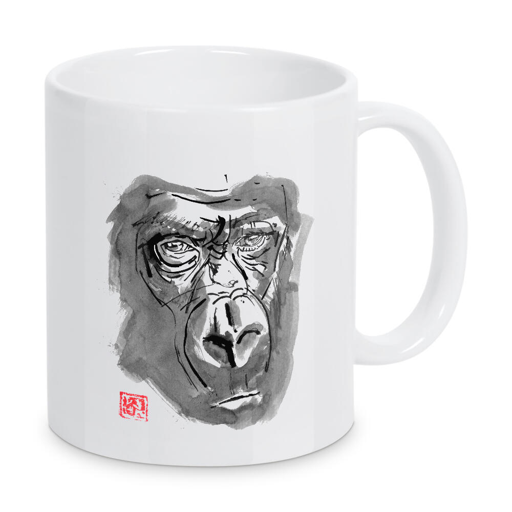 Tasse "Gorilla face other" artboxONE - Tiere - Gorilla,Monkey,Ape,Chimpanzee,Sumie,Japan,Schimpanse,Tier,Animal,Portrait
