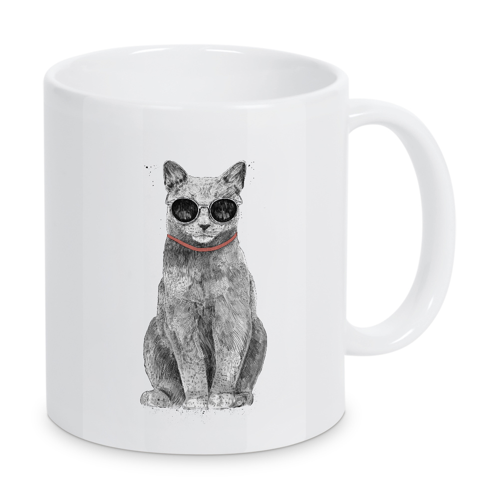Tasse "Summer Cat" artboxONE - Tiere,Lustig - Cat,Animals,Sunglasses,Summer,Sunshine,Drawing,Cool,Cute,Kitty,Yellow,Tier,Funny,Lustig,Katze