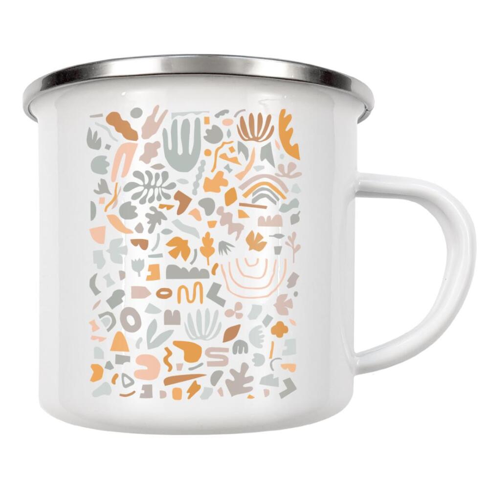 Emaille Tasse "Abstract shapes grey and orange" artboxONE - Abstrakt,Geometrie
