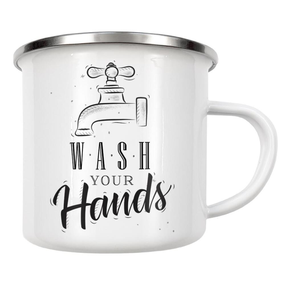 Emaille Tasse "Bathroom faucet graphic" artboxONE - Typografie,Für Kinder,Für Mama,Für Papa