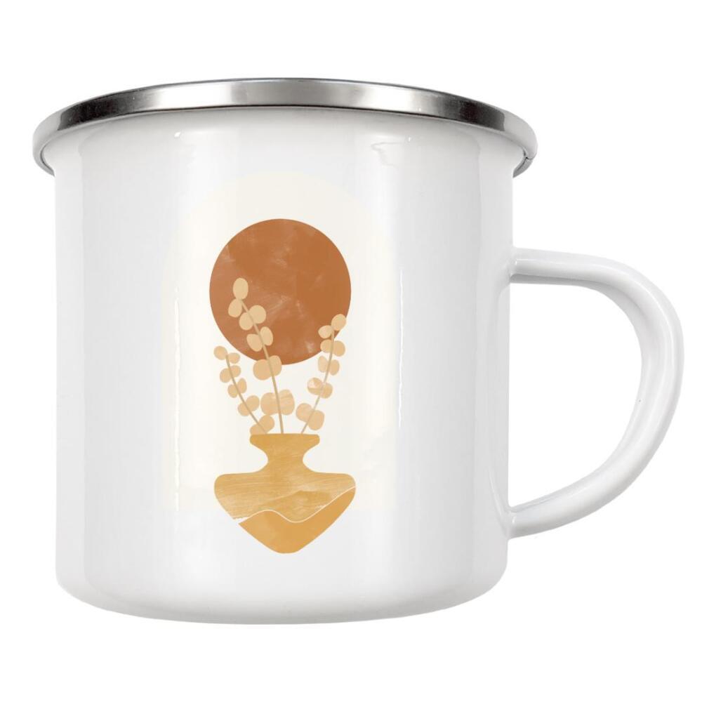 Emaille Tasse "Yellow Vase" artboxONE - Floral,Abstrakt,Geometrie