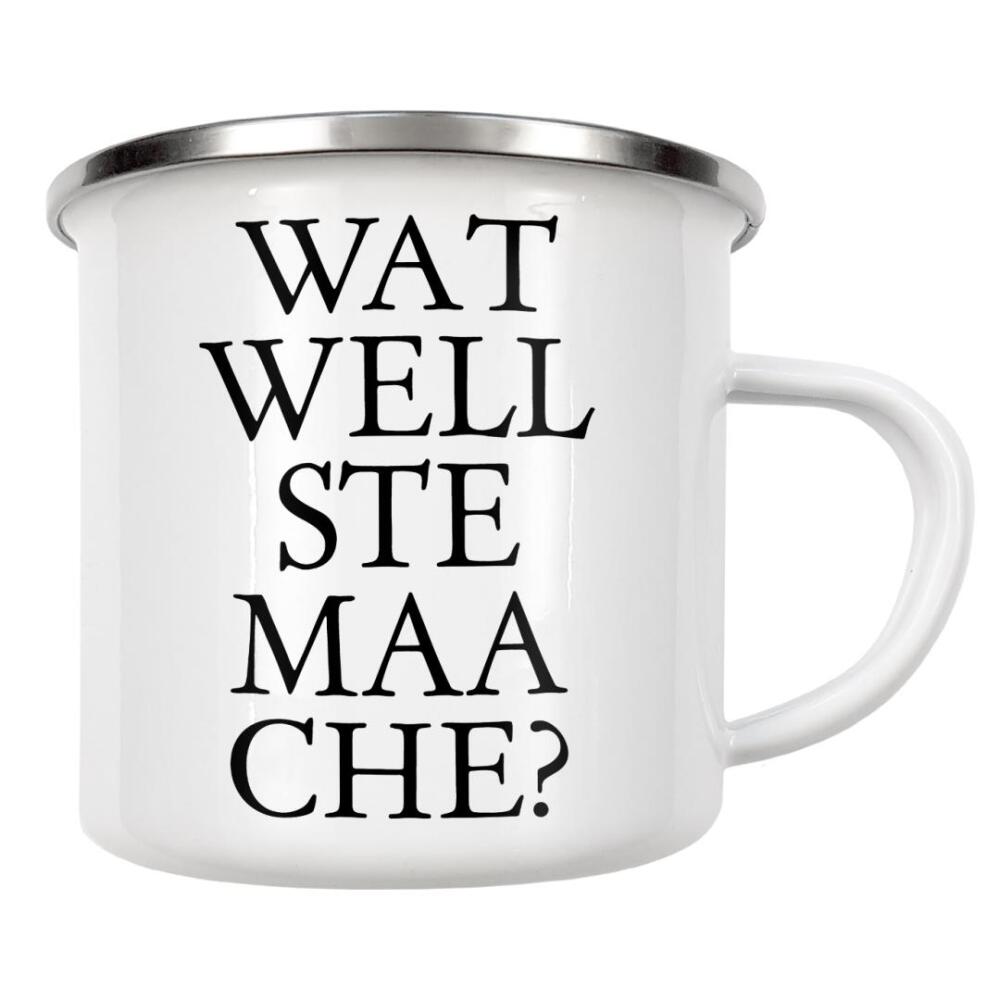 Emaille Tasse "Kölsches Grundgesetz "Wat wellste maache" artboxONE - Städte / Köln,Typografie,Schwarzweiß