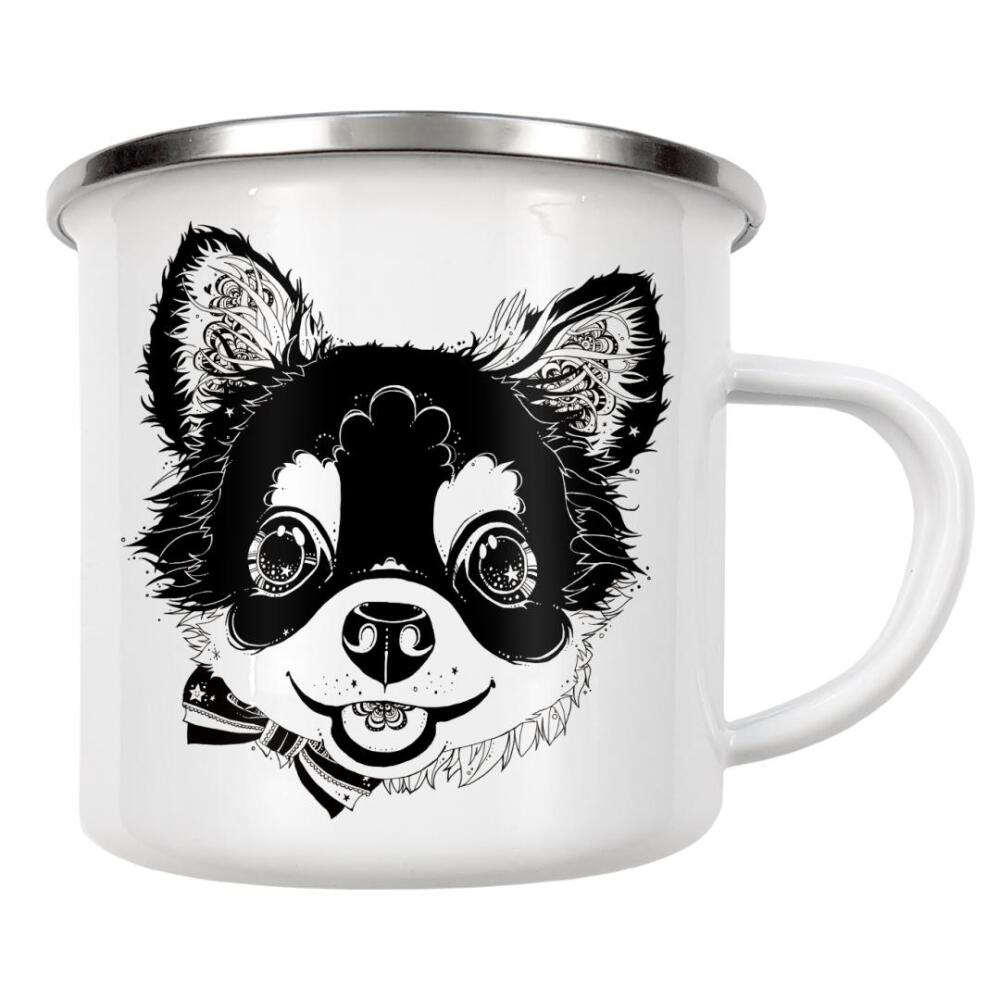 Emaille Tasse "Chihuahua" artboxONE - Tiere - Pet,Dog,Chihuahua,Monochrome,Mug,Cute,Face,Hund,Tier,Animal,Gesicht